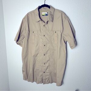 Magellan Outdoors Adventure Gear Mag Shield Loose Fit Khaki Button Down Mens 2XL